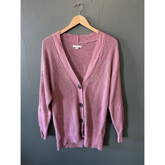 American Eagle Womens Purple Ribbed Cardigan Sweatshirt Button Up Size XS - Picture 1 of 3